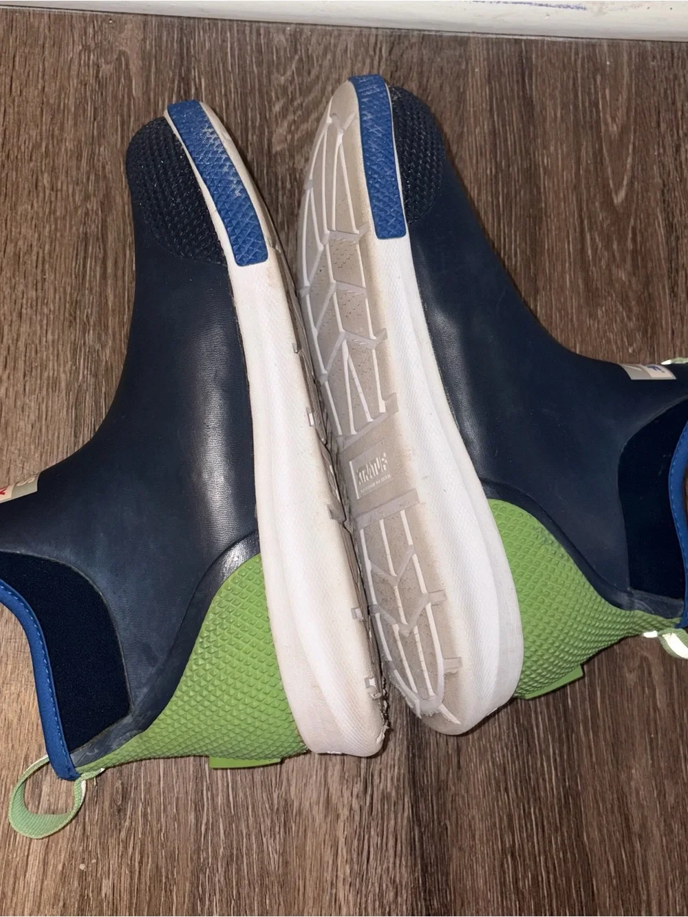XTRATUF Men’s Waterproof Slip On Ankle Rain Boots Blue Green White Sz 10